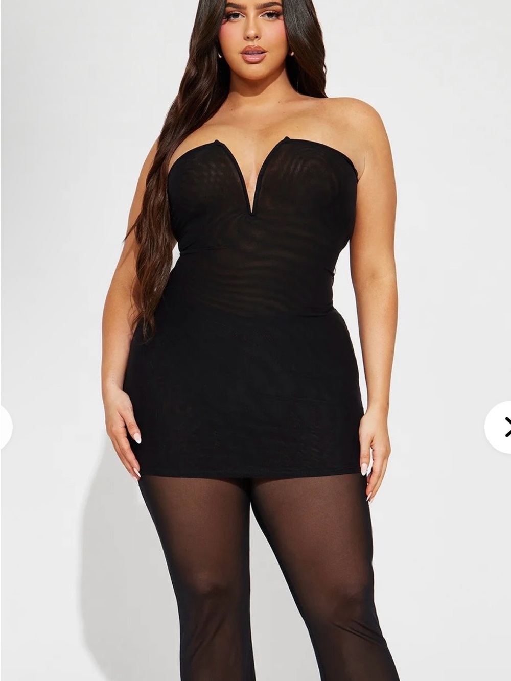 Fashion Nova Black Strapless V-Notch sheer top/dress